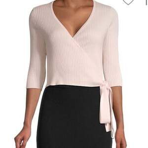 Naadam Cotton Cashmere Ribbed Wrap Quarter Sleeve Blush Pink Sweater Medium